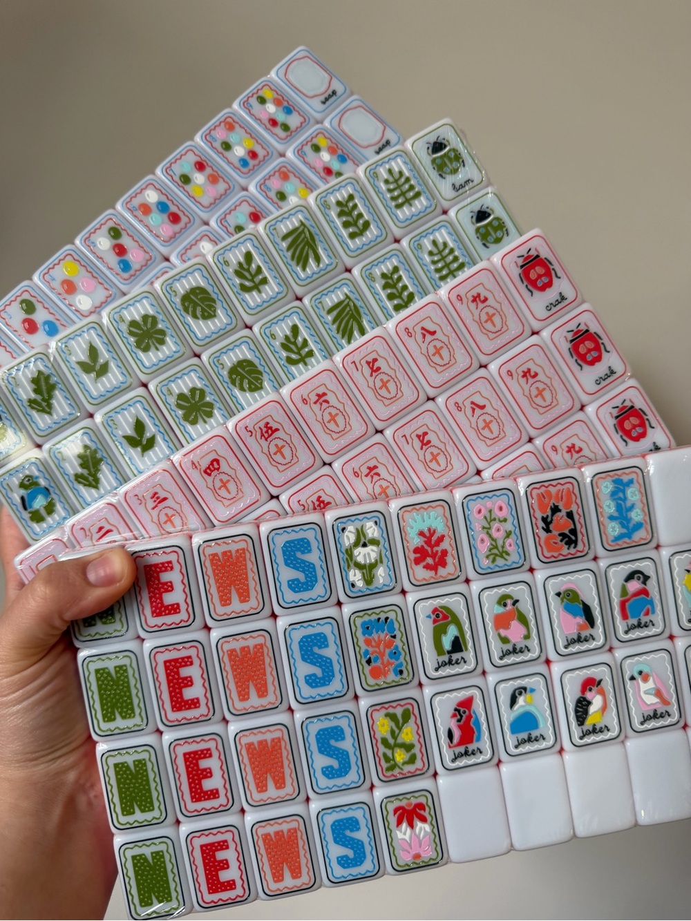 Mahjong Tiles Set - Colorful Patterned Game Tiles NEW